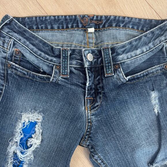 Vintage Y2K Bebe Kayla Boot Cut Jeans Rhinestone Logo on Seat Size 28 Modified - Picture 4 of 15